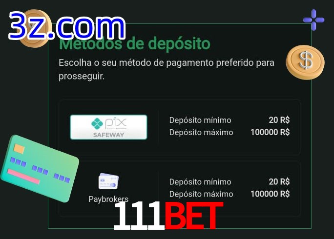 O cassino 111BET oferece uma grande variedade de métodos de pagamento